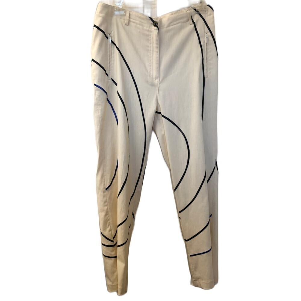 JAMIE SADOCK Women's Pastel Yellow with Stripe Stretch Pants Size 8 Golf Apparel